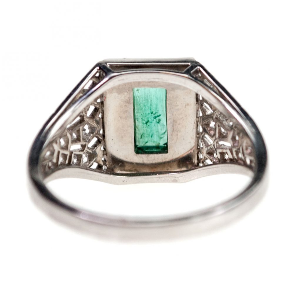 Vintage 0.60ct Emerald Onyx and Diamond Ring