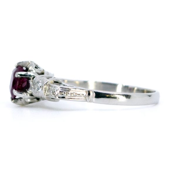Vintage 0.60ct Ruby and Diamond Platinum Ring