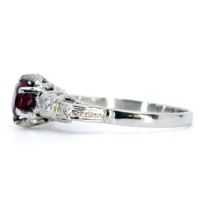 Vintage 0.60ct Ruby and Diamond Platinum Ring