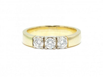 Vintage 0.75ct Three Stone Diamond Gold Band Ring