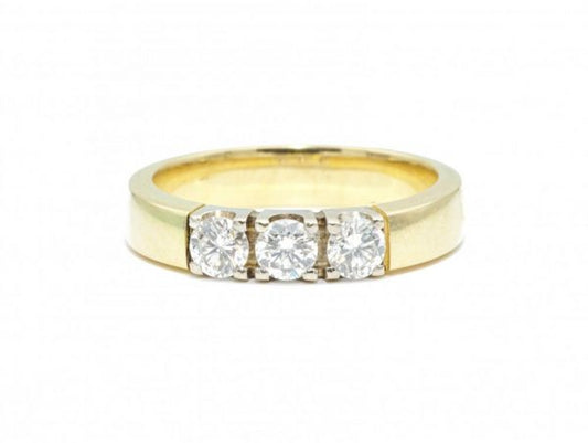 Vintage 0.75ct Three Stone Diamond Gold Band Ring
