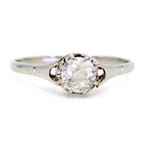 Vintage 0.80ct Old Mine Cut Diamond Platinum Ring