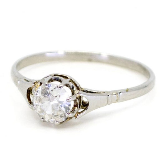 Vintage 0.80ct Old Mine Cut Diamond Platinum Ring
