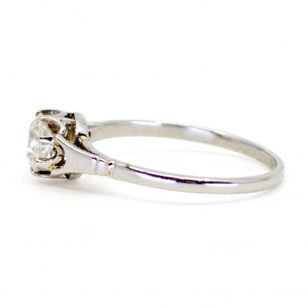 Vintage 0.80ct Old Mine Cut Diamond Platinum Ring
