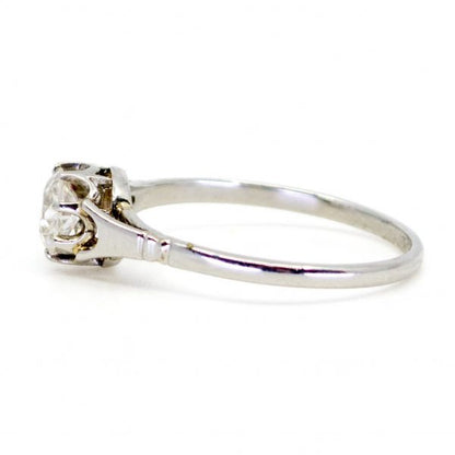 Vintage 0.80ct Old Mine Cut Diamond Platinum Ring