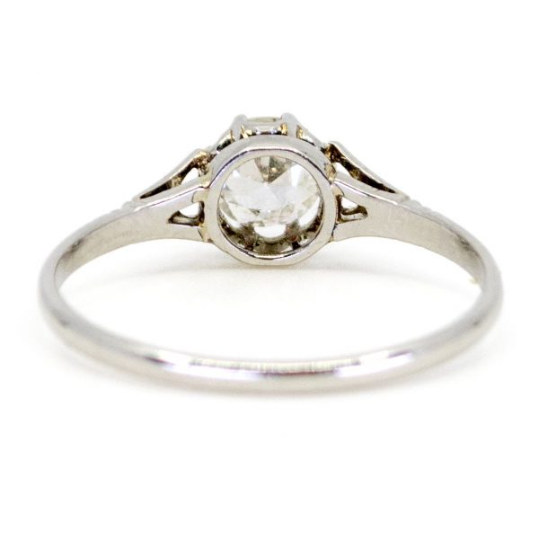 Vintage 0.80ct Old Mine Cut Diamond Platinum Ring
