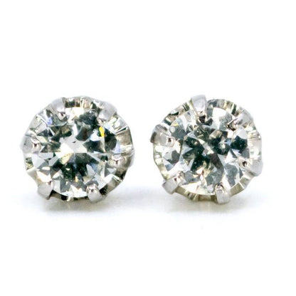 Vintage 0.80ct Old Mine Cut Diamond Stud Earrings