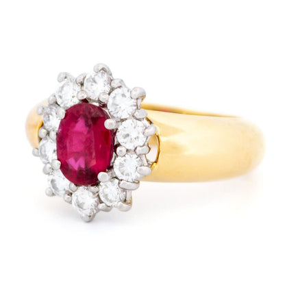 Vintage 0.80ct Ruby and Diamond Cluster Ring