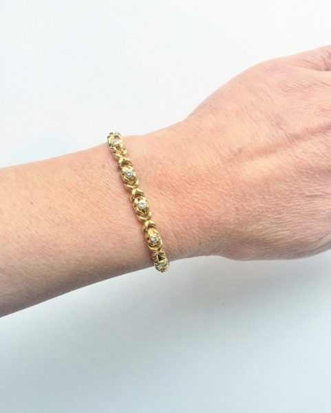 Vintage 0.90ct Diamond Fancy Gold Bracelet