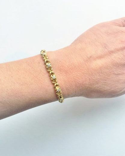 Vintage 0.90ct Diamond Fancy Gold Bracelet