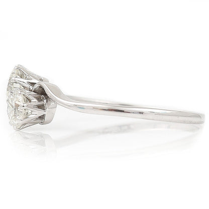 Vintage 0.95ct Diamond Toi et Moi Crossover Engagement Ring