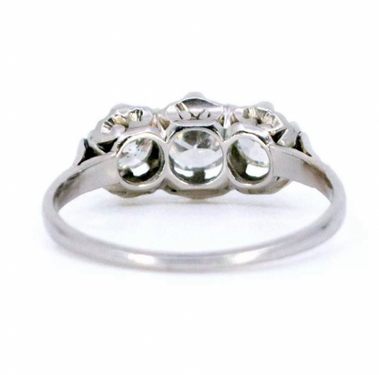 Vintage 0.95ct Old European Cut Diamond Three Stone Ring