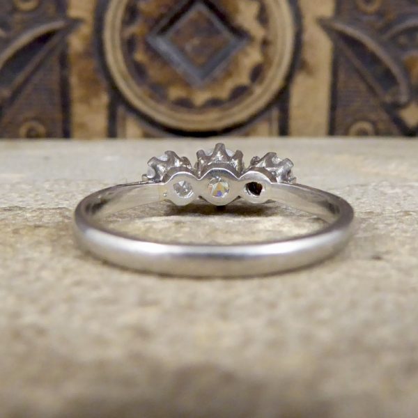 Vintage 1 Carat Diamond Three Stone Platinum Ring