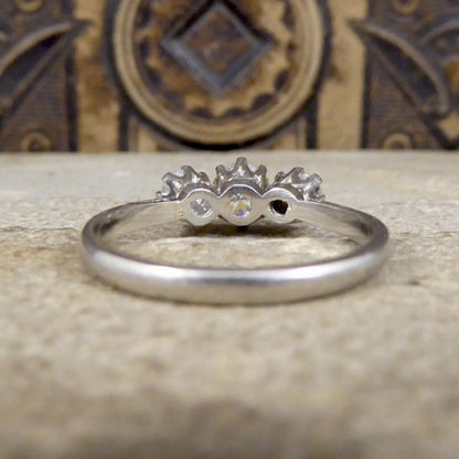 Vintage 1 Carat Diamond Three Stone Platinum Ring