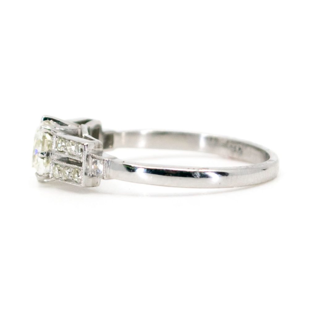 Vintage 1.01ct Cushion Cut Diamond Platinum Ring