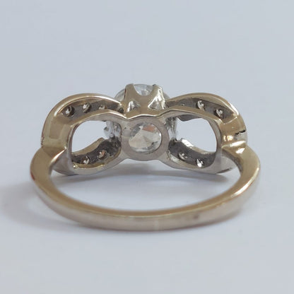 Vintage 1.10ct Diamond Solitaire Bow Ring