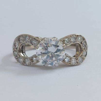 Vintage 1.10ct Diamond Solitaire Bow Ring