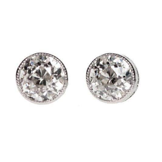 Vintage 1.10ct Old Mine Cut Diamond Stud Earrings