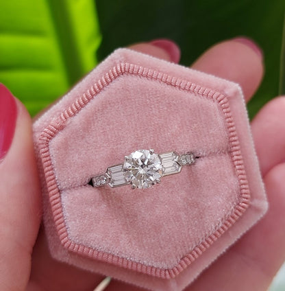 Vintage 1.14ct Diamond Ring with Baguette Diamond Shoulders