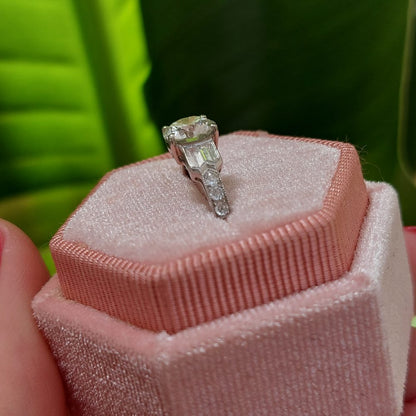 Vintage 1.14ct Diamond Ring with Baguette Diamond Shoulders