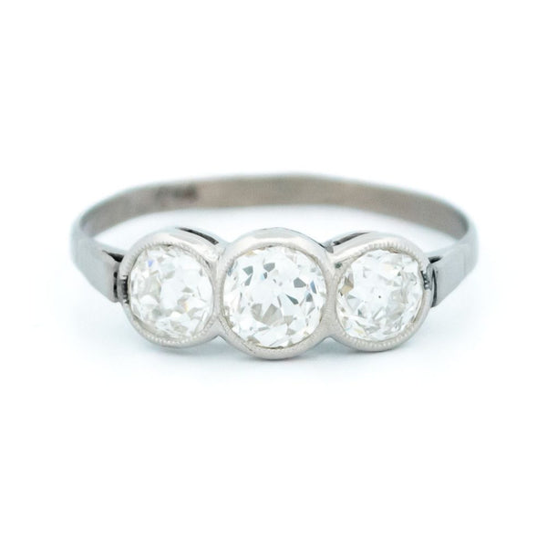 Vintage 1.20ct Old Mine Cut Diamond Three Stone Ring
