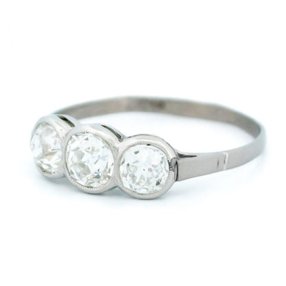 Vintage 1.20ct Old Mine Cut Diamond Three Stone Ring