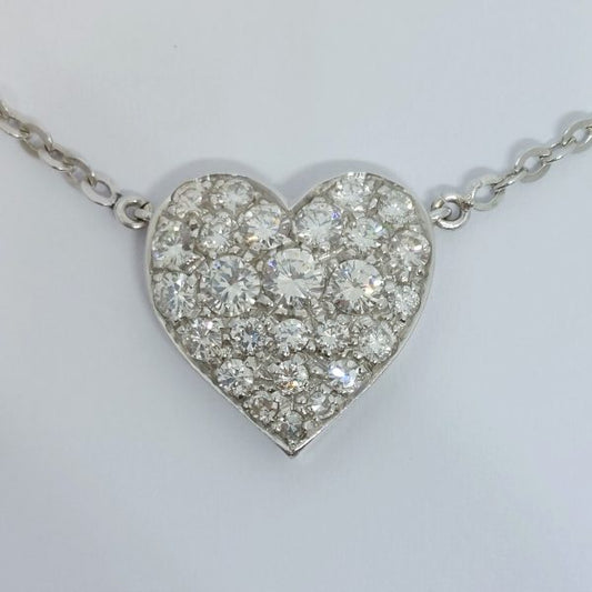 Vintage 1.25ct Pavé Diamond Heart Pendant Necklace