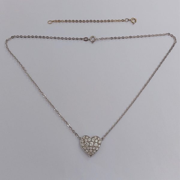 Vintage 1.25ct Pavé Diamond Heart Pendant Necklace