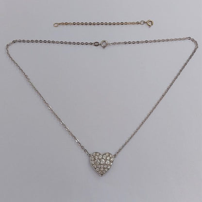 Vintage 1.25ct Pavé Diamond Heart Pendant Necklace