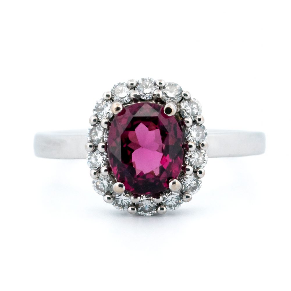 Vintage 1.30ct Rubellite and Diamond Ring