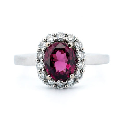 Vintage 1.30ct Rubellite and Diamond Ring