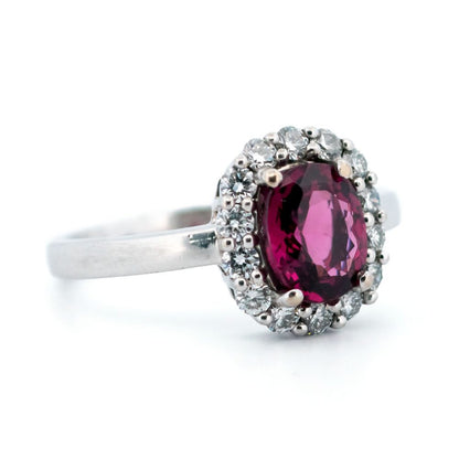 Vintage 1.30ct Rubellite and Diamond Ring