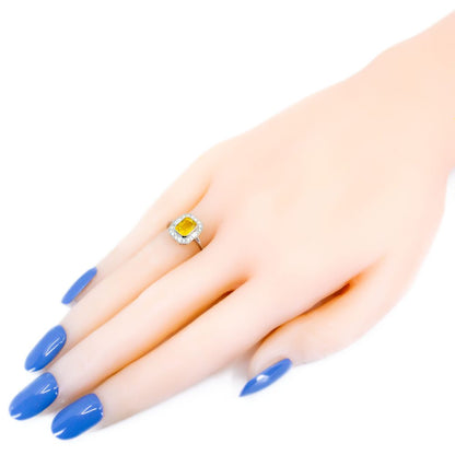 Vintage 1.30ct Yellow Sapphire and Diamond Cluster Ring