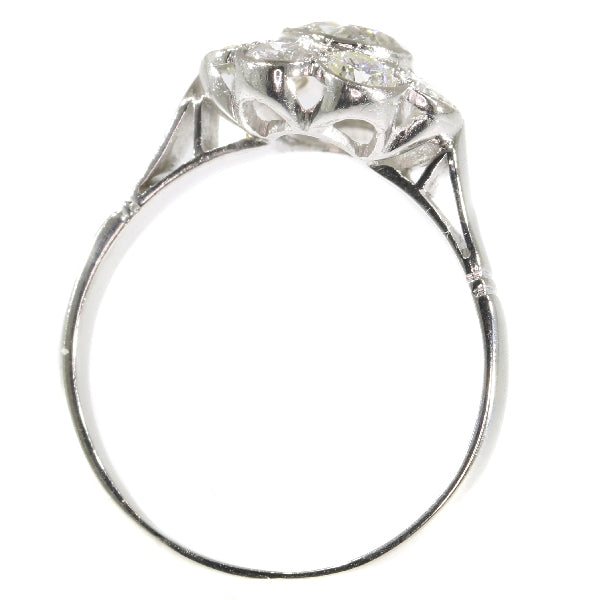 Vintage 1.32ct Diamond Cluster Platinum Ring