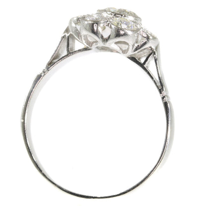 Vintage 1.32ct Diamond Cluster Platinum Ring