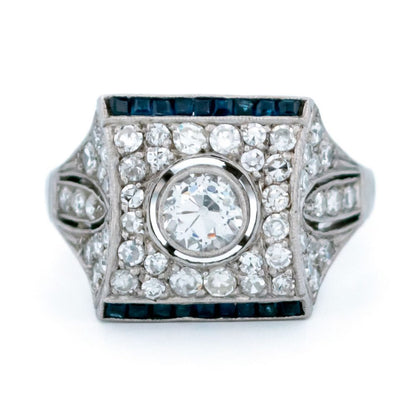 Vintage 1.45ct Diamond and Sapphire Panel Ring