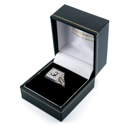 Vintage 1.45ct Diamond and Sapphire Panel Ring