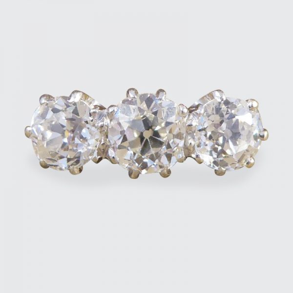 Vintage 1.48ct Old European Cut Diamond Three Stone Ring