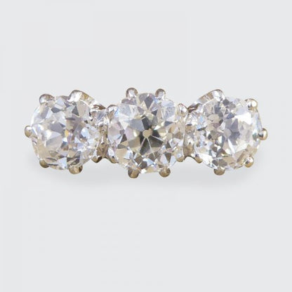 Vintage 1.48ct Old European Cut Diamond Three Stone Ring