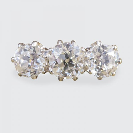 Vintage 1.48ct Old European Cut Diamond Three Stone Ring