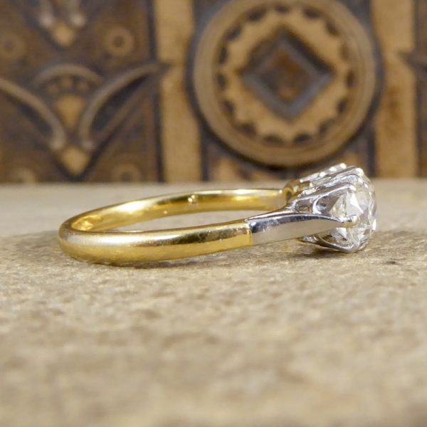 Vintage 1.48ct Old European Cut Diamond Three Stone Ring