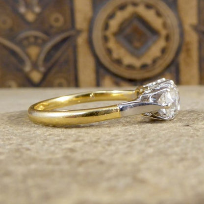 Vintage 1.48ct Old European Cut Diamond Three Stone Ring
