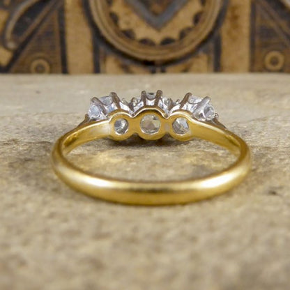 Vintage 1.48ct Old European Cut Diamond Three Stone Ring
