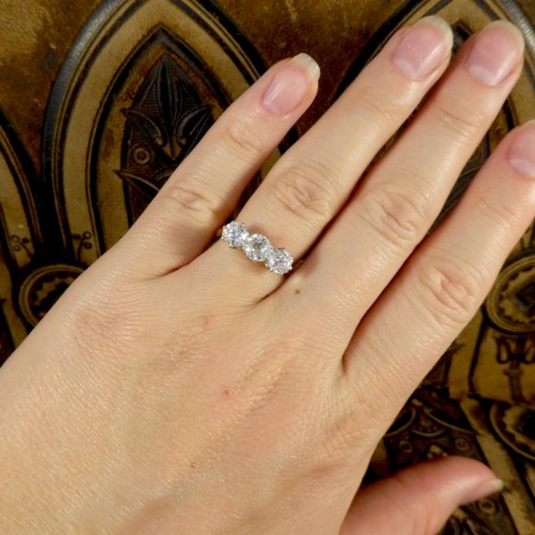 Vintage 1.48ct Old European Cut Diamond Three Stone Ring