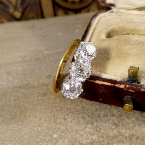 Vintage 1.48ct Old European Cut Diamond Three Stone Ring