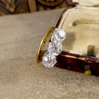 Vintage 1.48ct Old European Cut Diamond Three Stone Ring