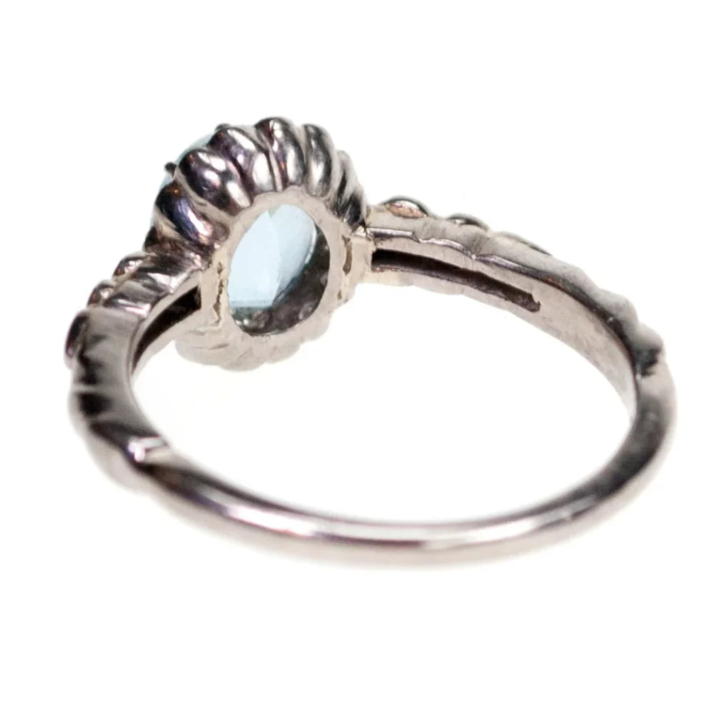 Vintage 1.50ct Aquamarine and Diamond Cluster Ring