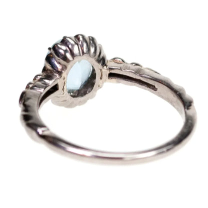 Vintage 1.50ct Aquamarine and Diamond Cluster Ring