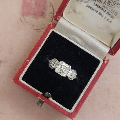 Vintage 1.51ct Asscher Cut Diamond Ring