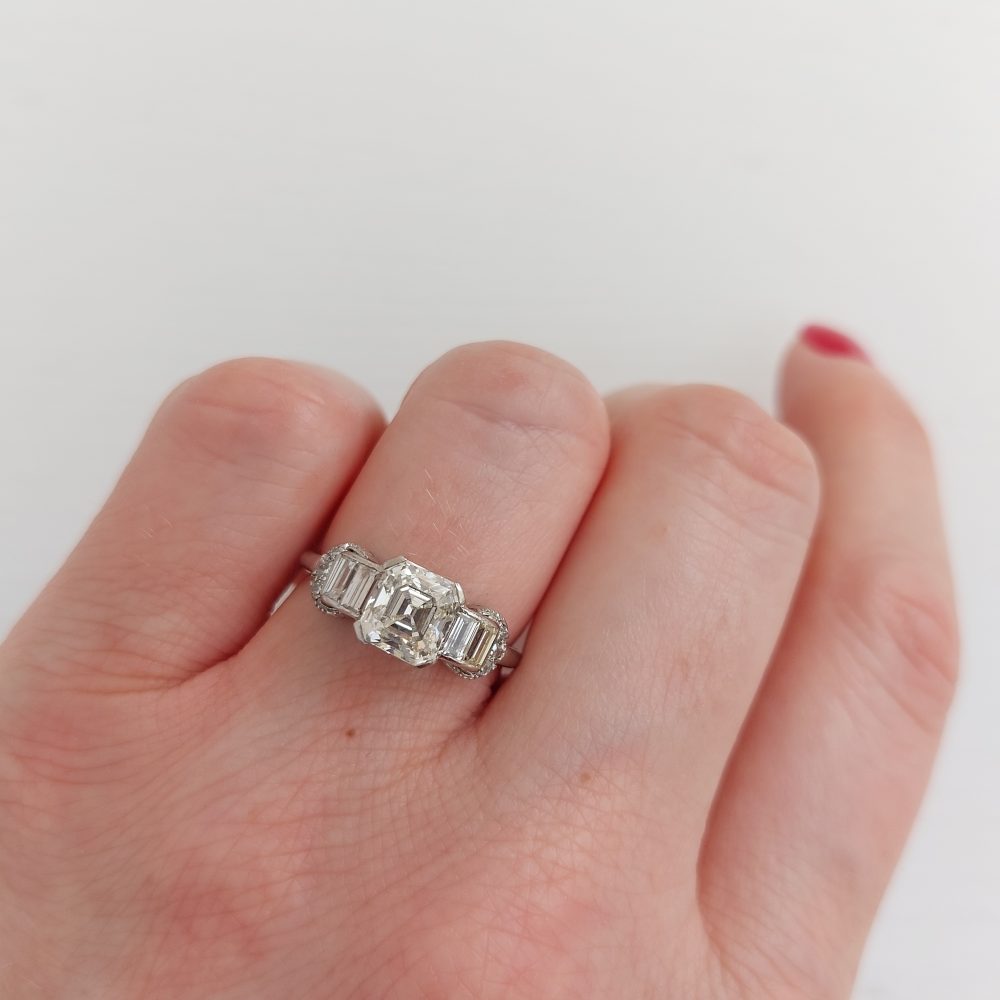 Vintage 1.51ct Asscher Cut Diamond Ring